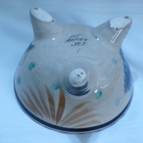 CAT Mexico Pottery Salsa Guacamole Footed Bowl 3669 - Picture 6 of 7